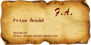 Friss Árpád névjegykártya