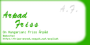 arpad friss business card